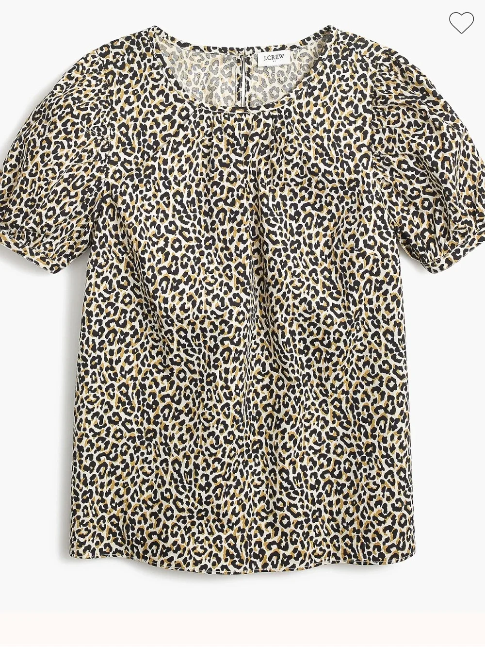 J. Crew Leopard Print Puff Sleeve Blouse in Tan and Black Large